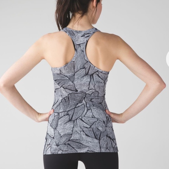 Lululemon Cool Racerback Dottie Tribe White & Black Tank Top 6 - Picture 6 of 9